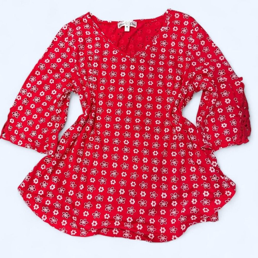 Stem Vine Red Floral Blouse